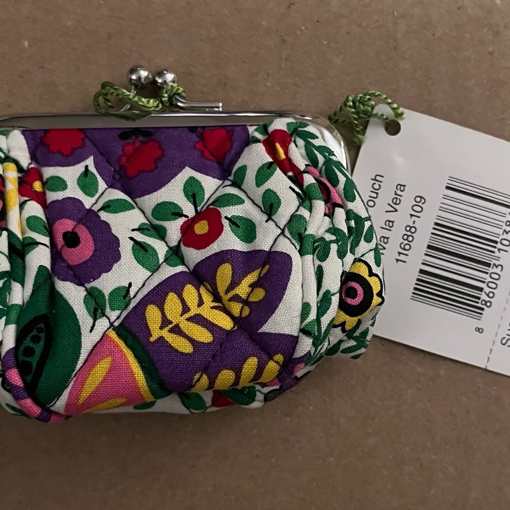 Vera Bradley Petite Pouch Viva La Vera Kiss-Lock Coin Purse - Picture 2 of 4
